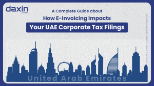 How E-Invoicing Impacts Your UAE Corporate Tax Filings — professionals reviewing digital invoices and tax reports.