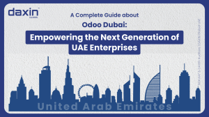 Odoo Dubai: Empowering the Next Generation of UAE Enterprises — professionals collaborating with ERP dashboards on a laptop.