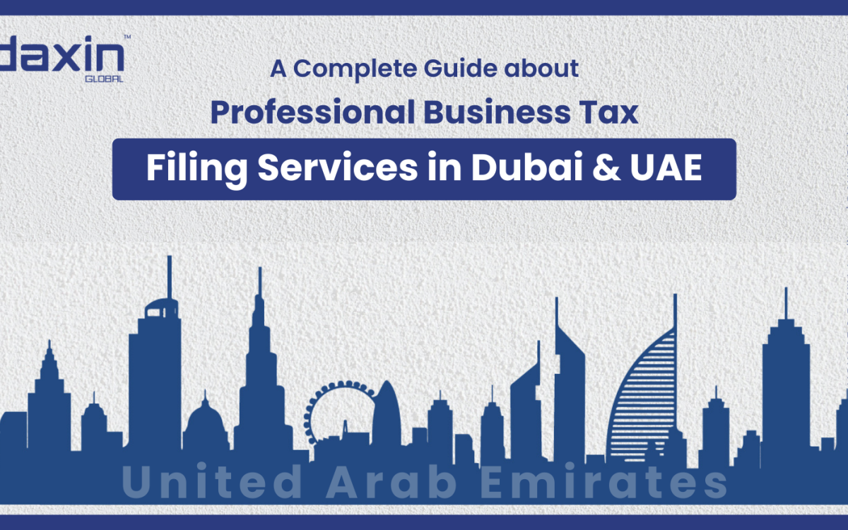 Professional Business Tax Filing Services in Dubai & UAE — finance professionals reviewing tax documents and financial reports.