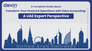 Text-based graphic displaying the title “Transform Your Financial Operations with Odoo Accounting: A UAE Expert Perspective” by Daxin Global.